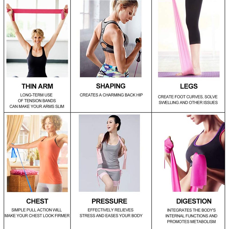Risefit مجموعة أحزمة مقاومة مسطحة للعلاج، أحزمة مرنة مسطحة خالية من اللاتكس للتمدد، المرونة، البيلاتس، اليوغا، الباليه، الجمباز، إعادة التأهيل، التمرين، وردي، بنفسجي، أزرق (3 عبوات، 5 أقدام طول) - Image 5